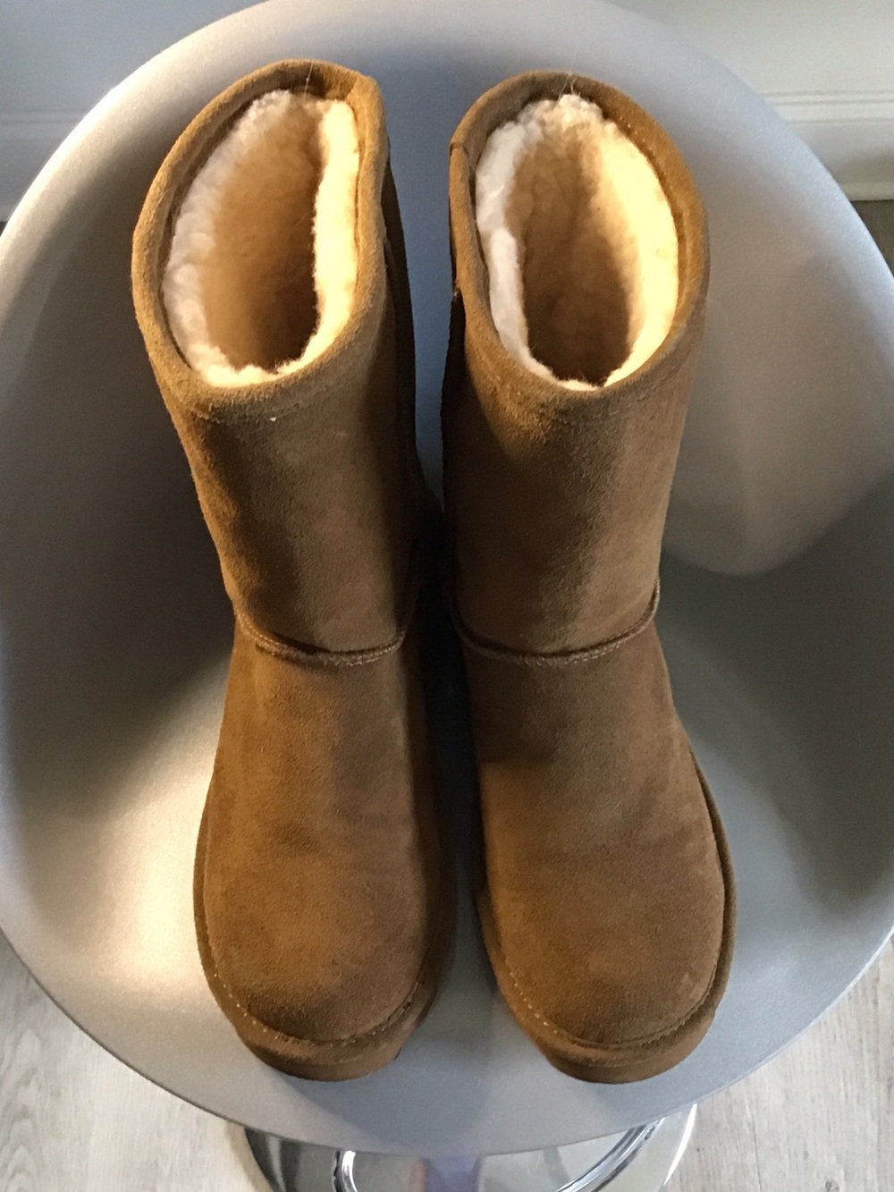 Mud Australia Tall Suede Shearling Boots - Tan